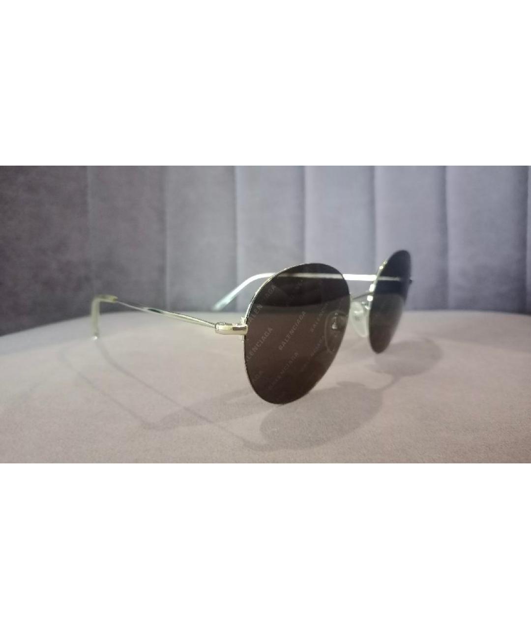 BALENCIAGA Серебряные металлические солнцезащитные очки, фото 2