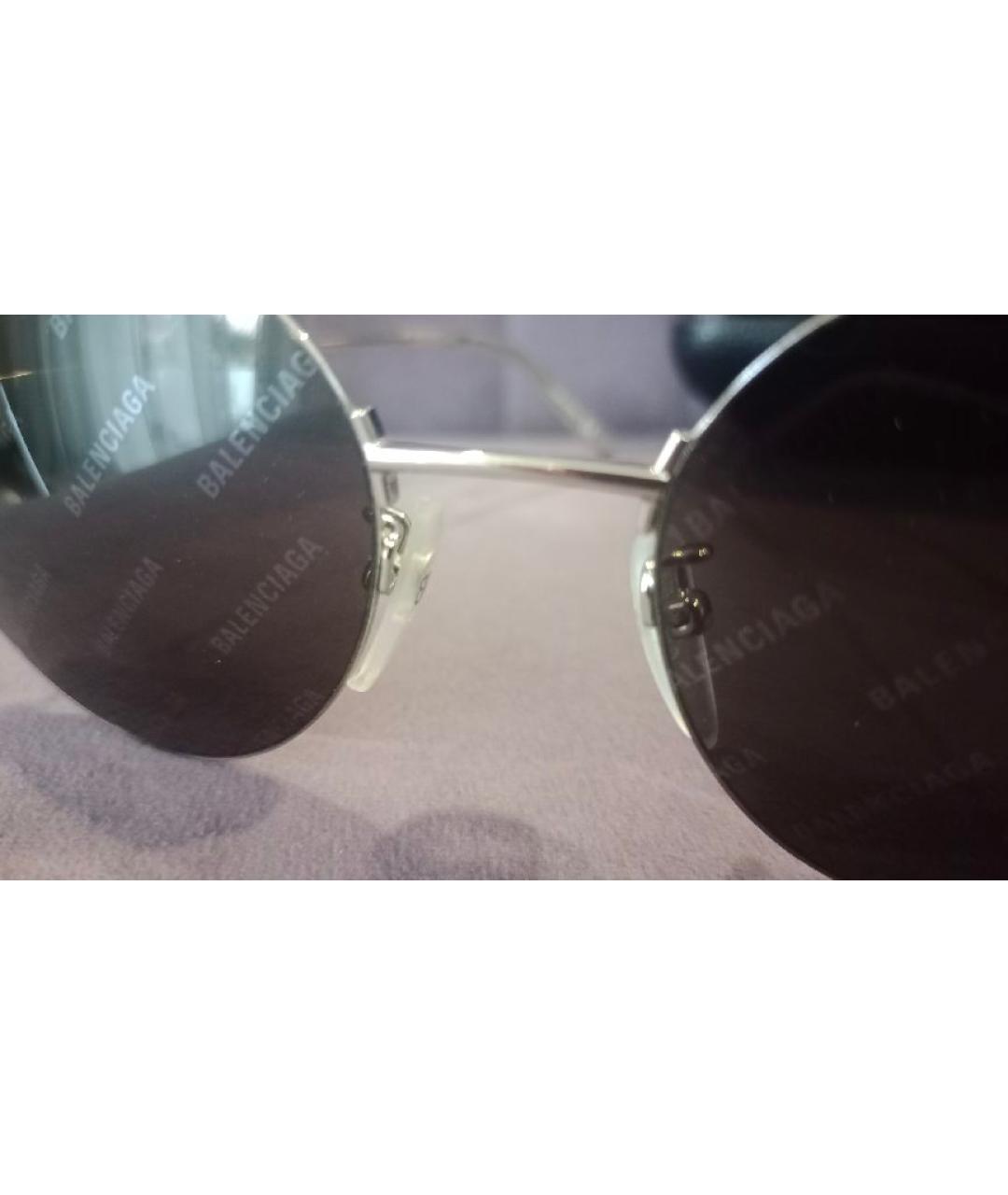 BALENCIAGA Серебряные металлические солнцезащитные очки, фото 8