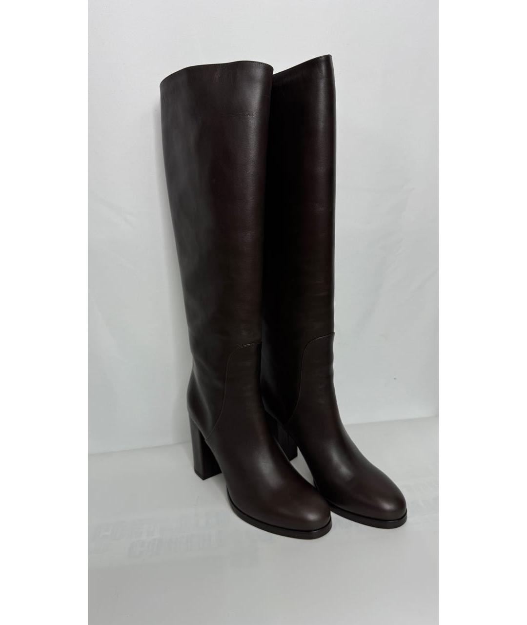 LORO PIANA Коричневые кожаные сапоги, фото 2