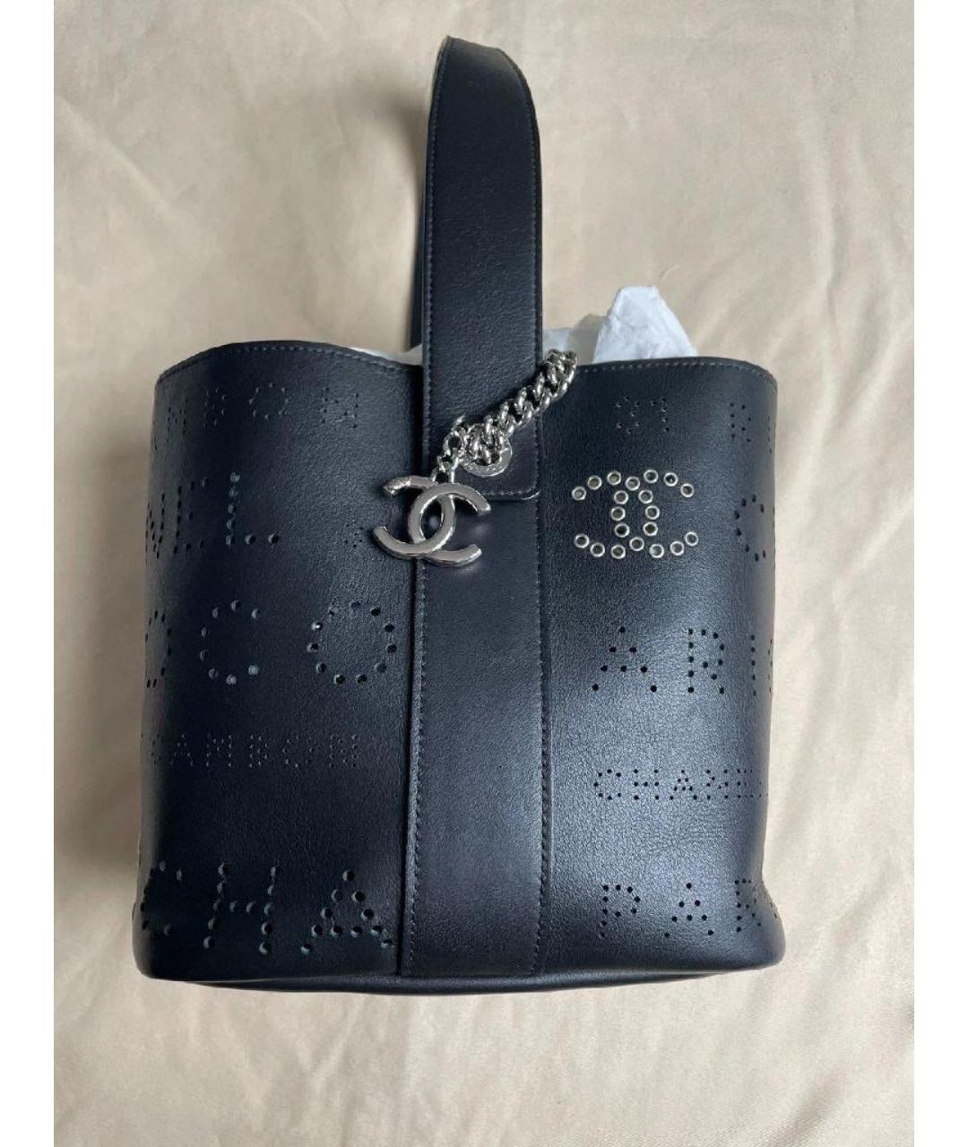 CHANEL Черная кожаная сумка тоут, фото 9