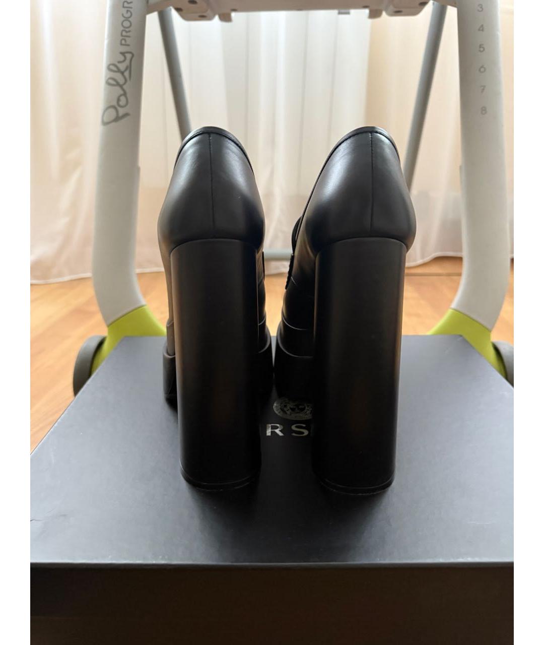 VERSACE Черные кожаные туфли, фото 4