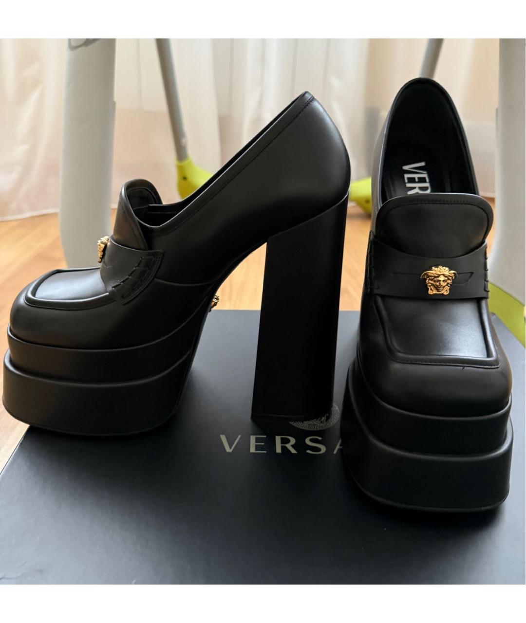 VERSACE Черные кожаные туфли, фото 6