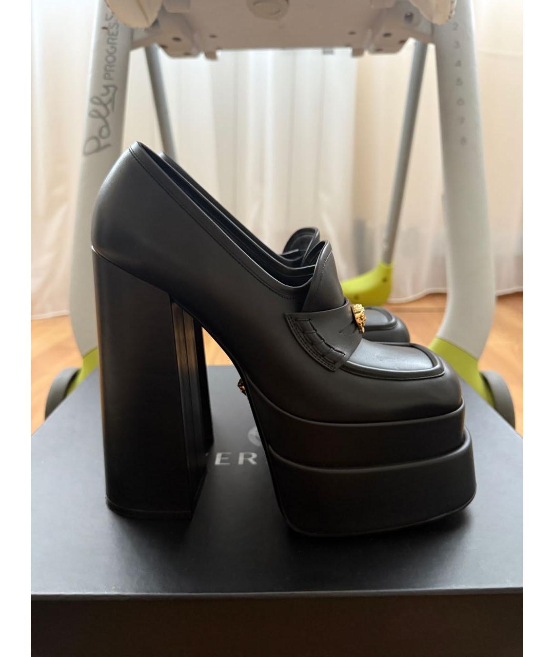VERSACE Черные кожаные туфли, фото 9