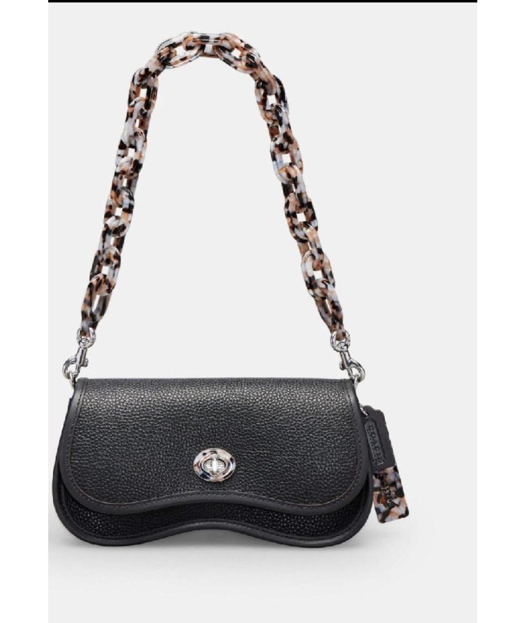 COACH Черная кожаная сумка с короткими ручками, фото 10