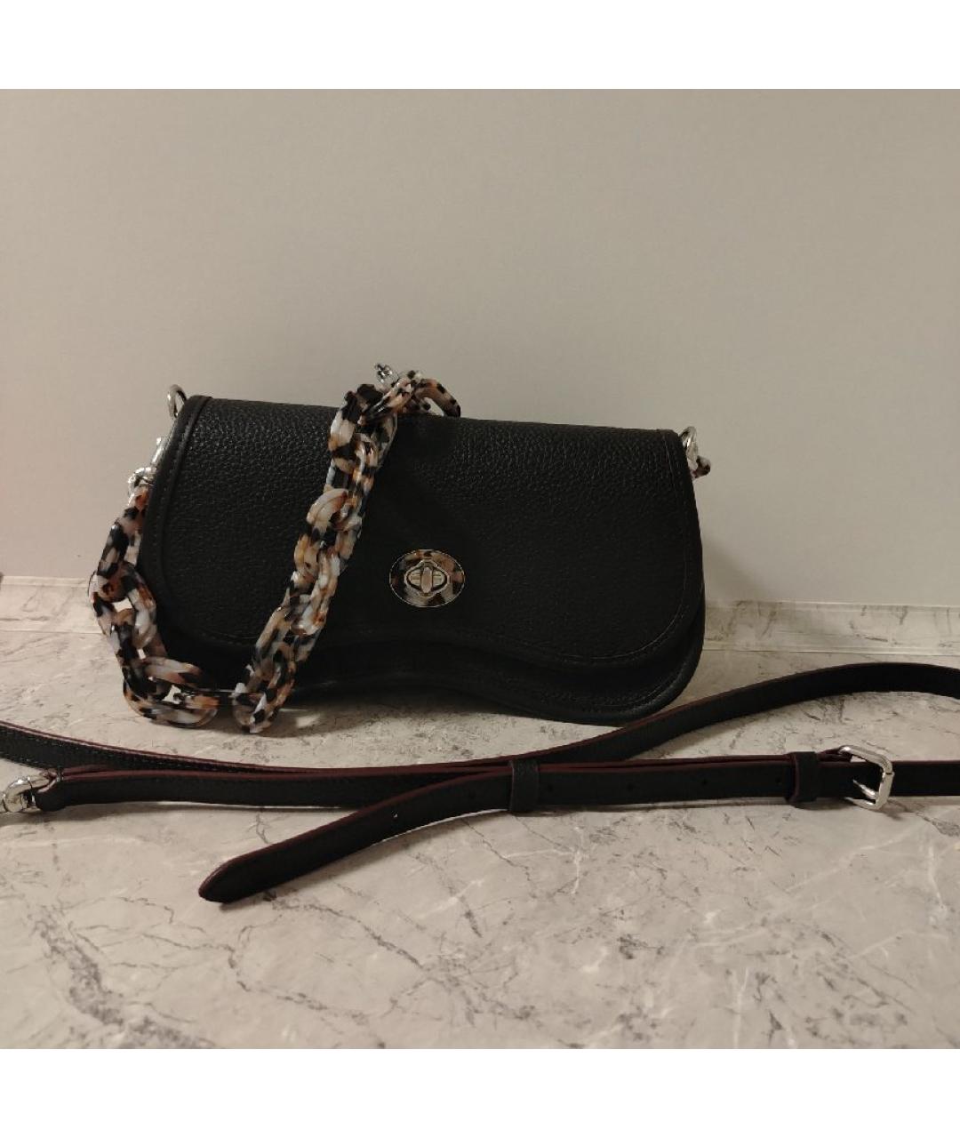 COACH Черная кожаная сумка с короткими ручками, фото 2