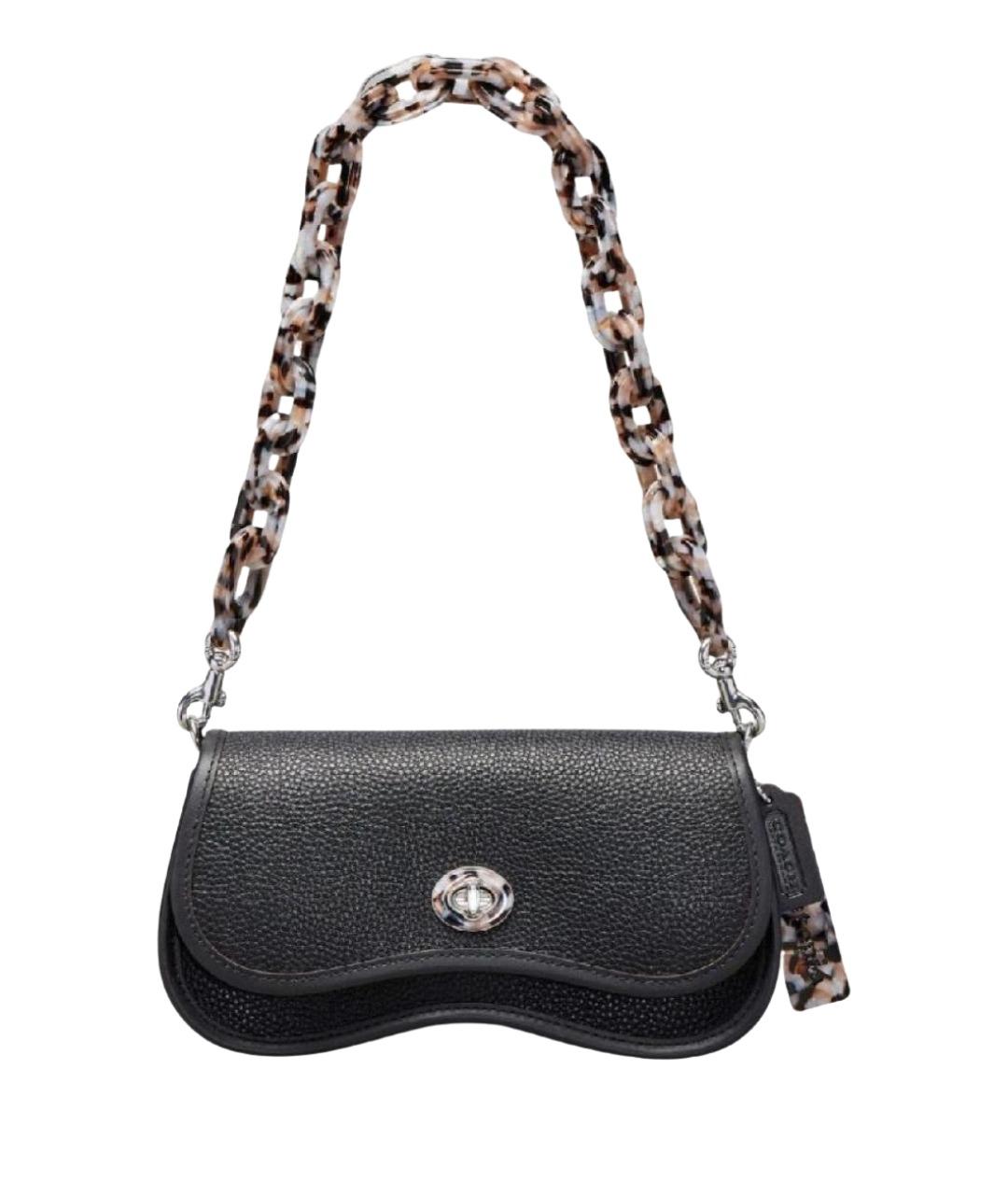 COACH Черная кожаная сумка с короткими ручками, фото 1