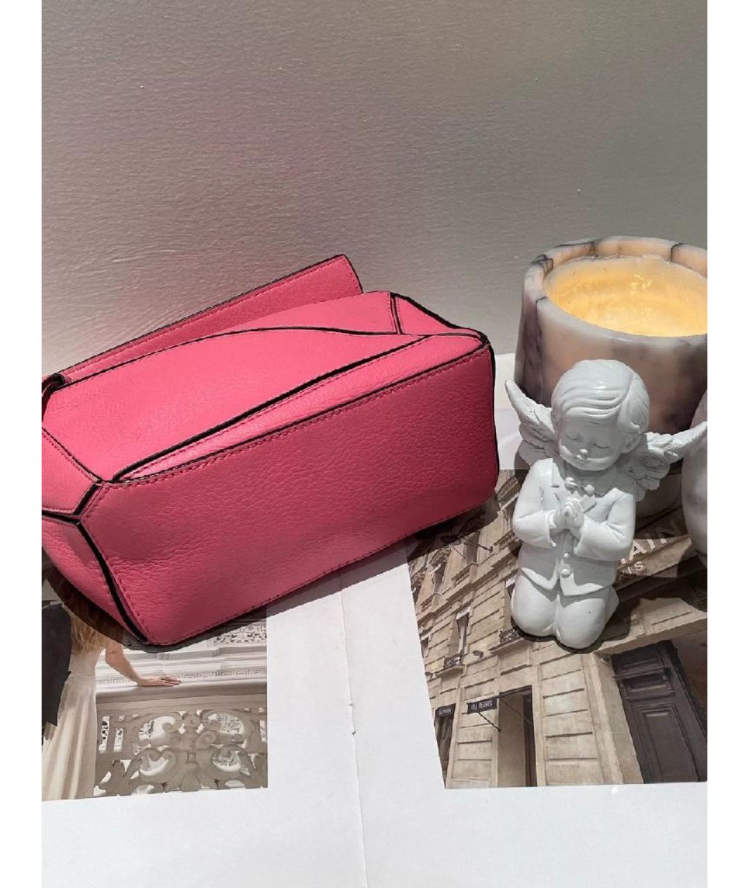LOEWE Розовая кожаная сумка с короткими ручками, фото 6