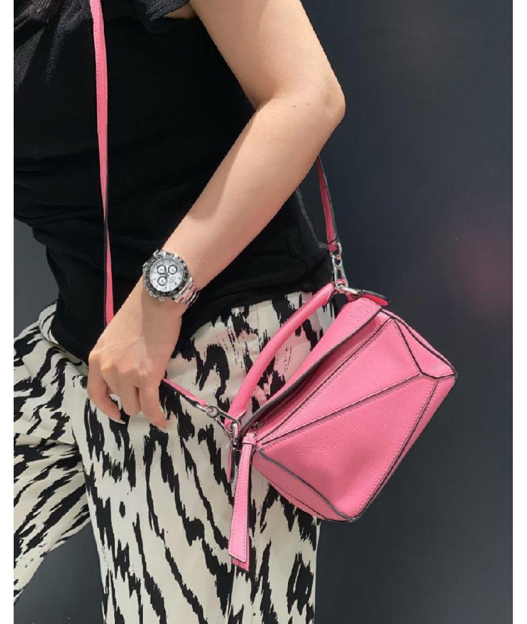 LOEWE Розовая кожаная сумка с короткими ручками, фото 8