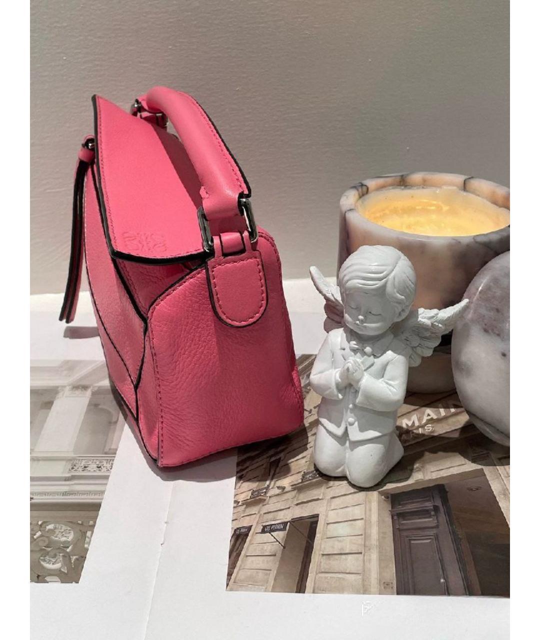 LOEWE Розовая кожаная сумка с короткими ручками, фото 4