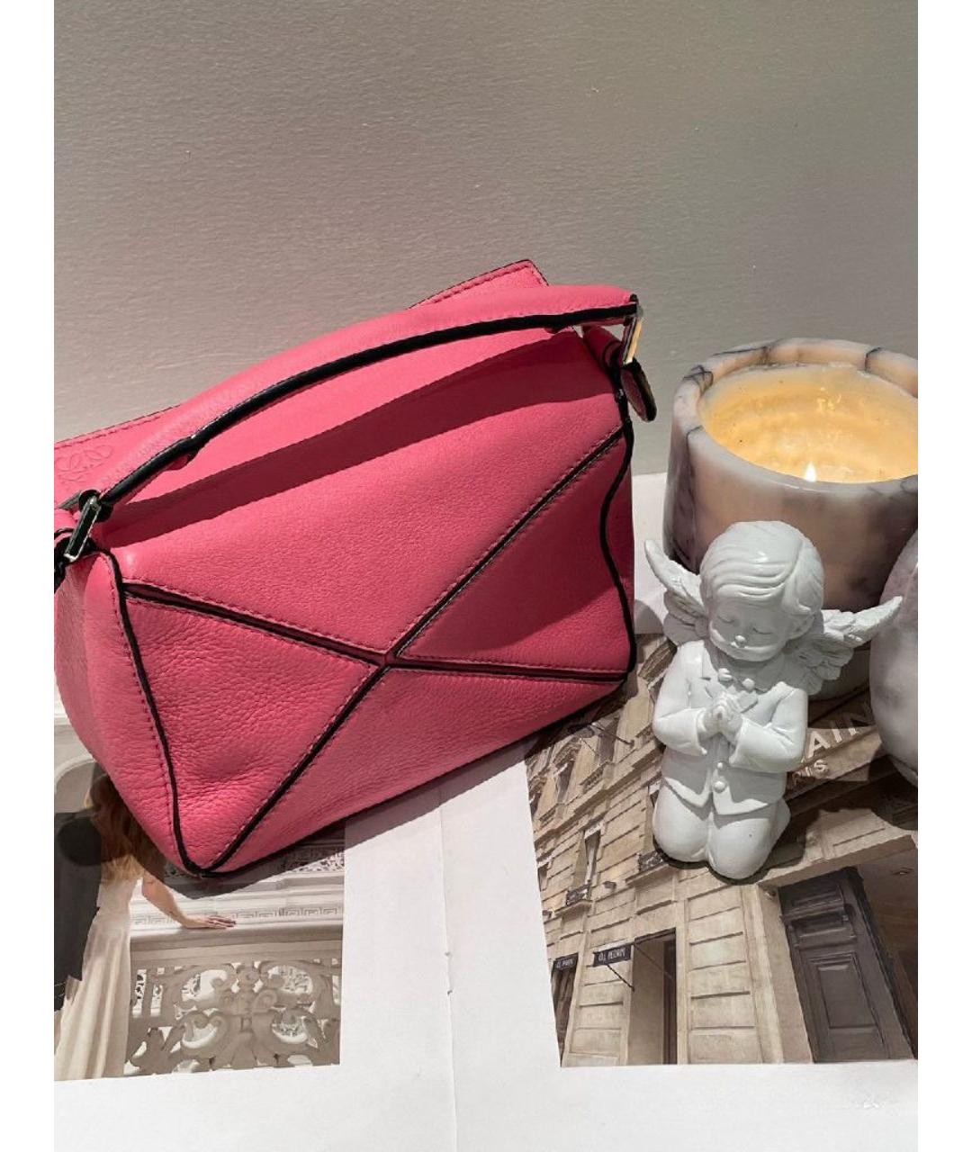 LOEWE Розовая кожаная сумка с короткими ручками, фото 2