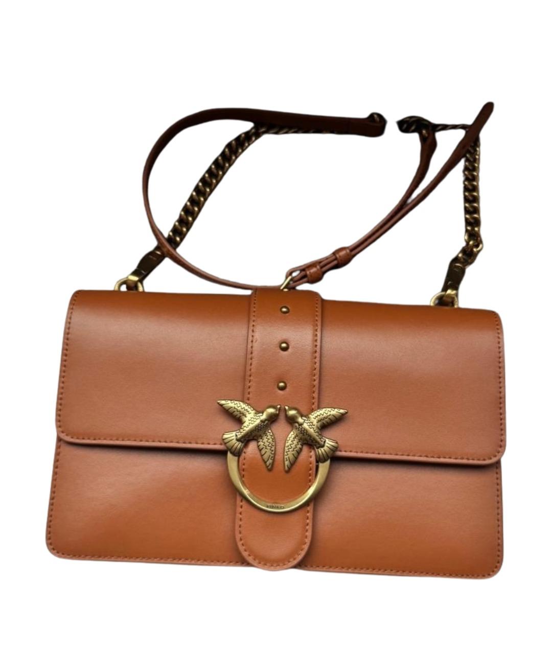 PINKO Бежевая кожаная сумка через плечо, фото 1