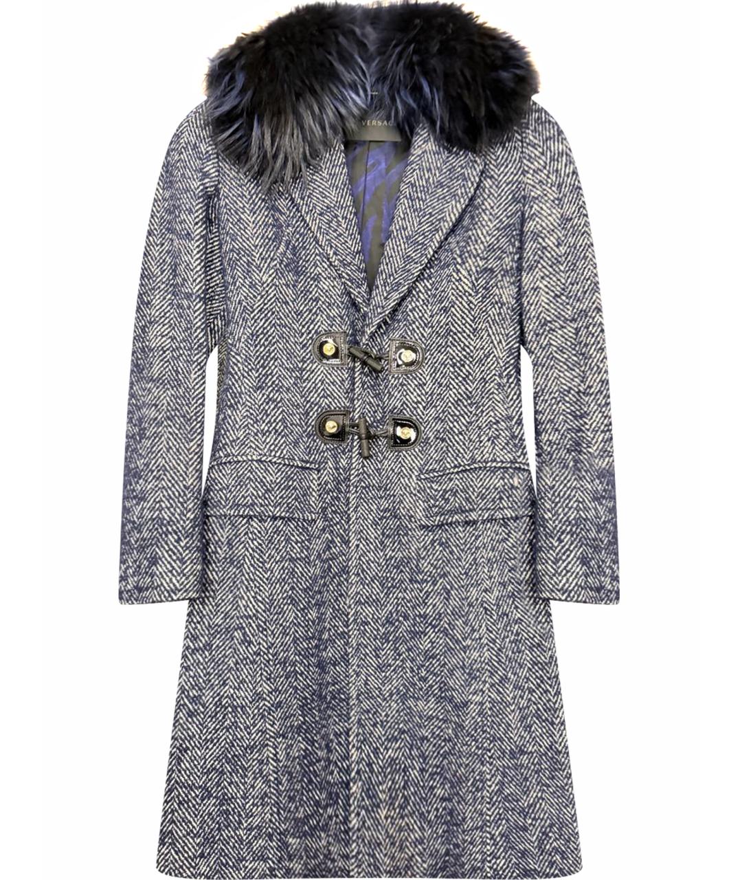 VERSACE Синее шерстяное пальто, фото 1