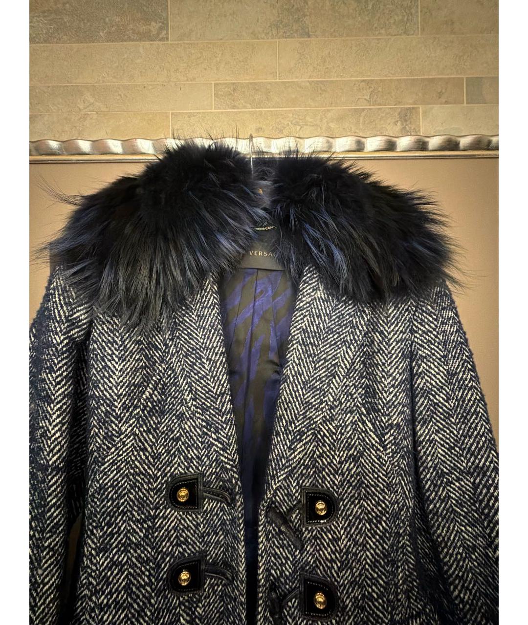 VERSACE Синее шерстяное пальто, фото 4
