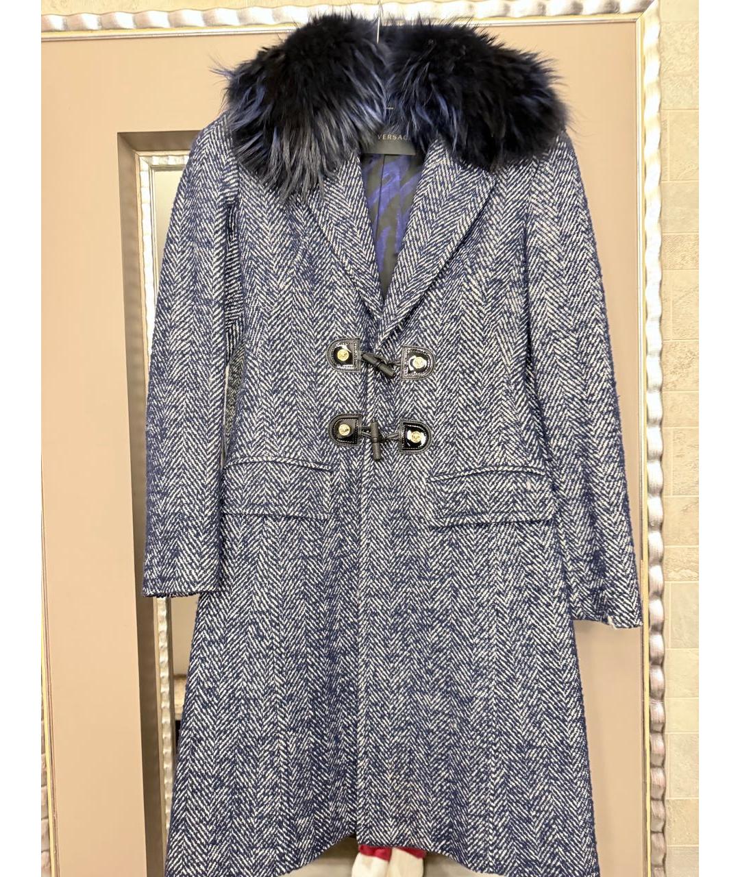 VERSACE Синее шерстяное пальто, фото 5