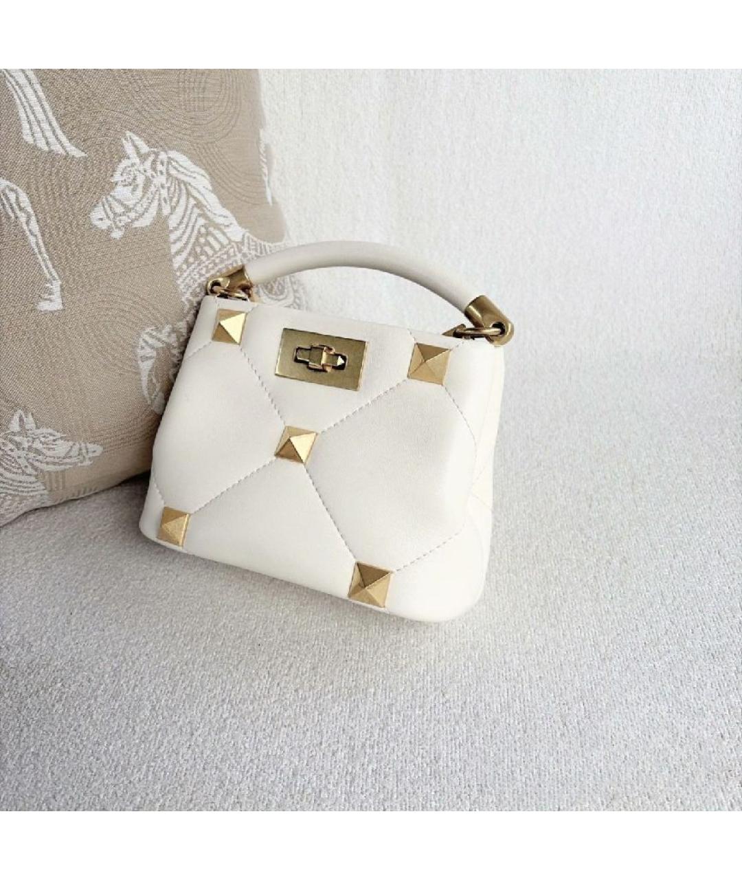 VALENTINO Белая кожаная сумка с короткими ручками, фото 4