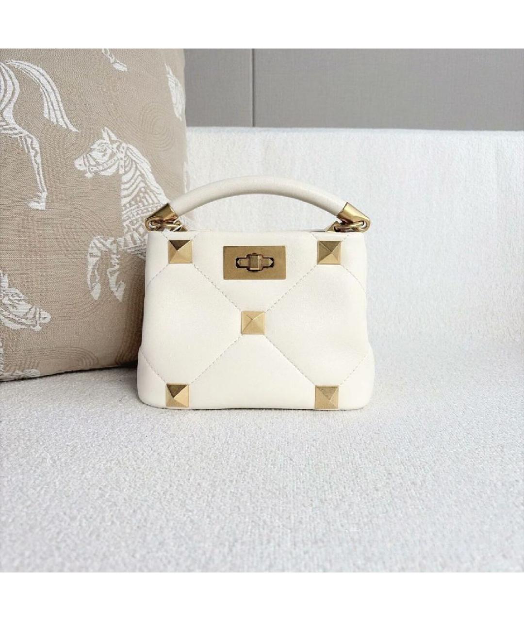 VALENTINO Белая кожаная сумка с короткими ручками, фото 8