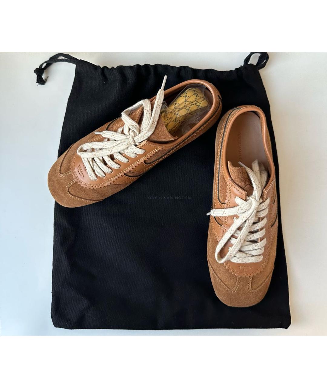 DRIES VAN NOTEN Коричневые замшевые кеды, фото 2