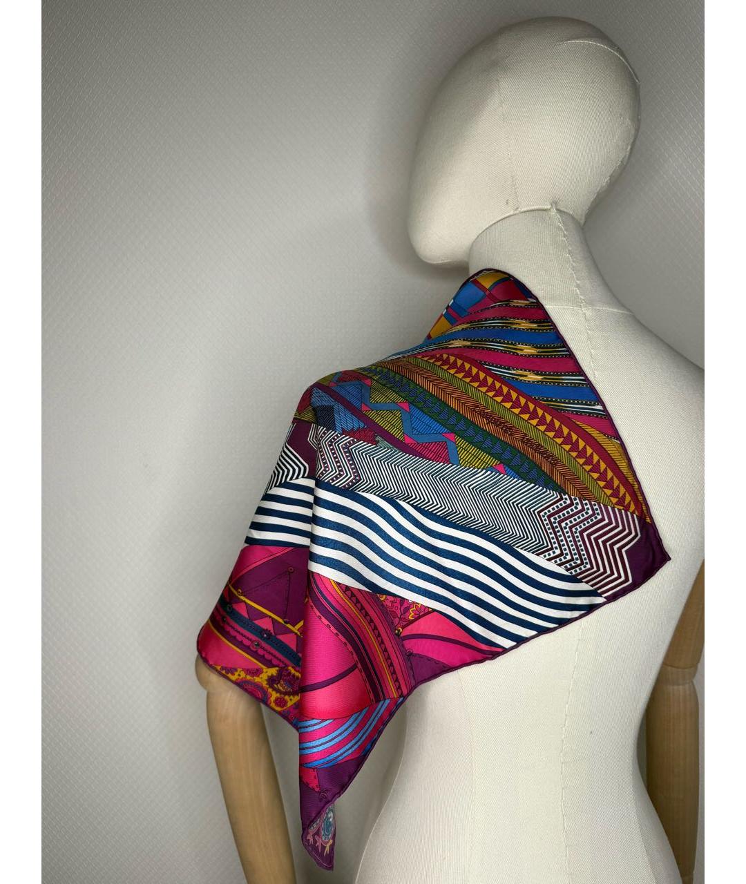 HERMES Мульти шелковый платок, фото 6