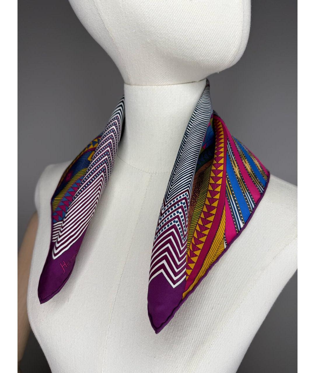 HERMES Мульти шелковый платок, фото 4