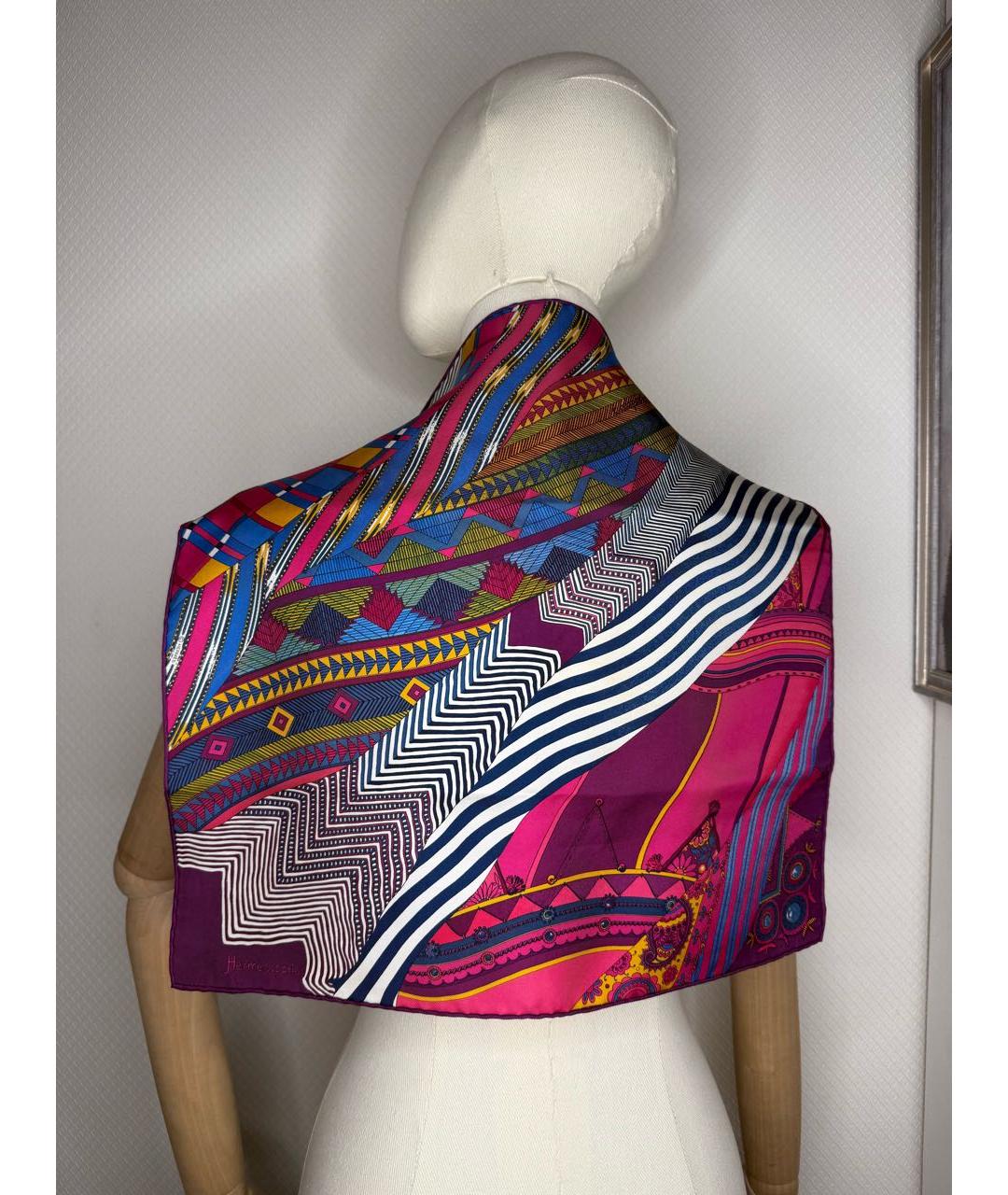 HERMES Мульти шелковый платок, фото 8