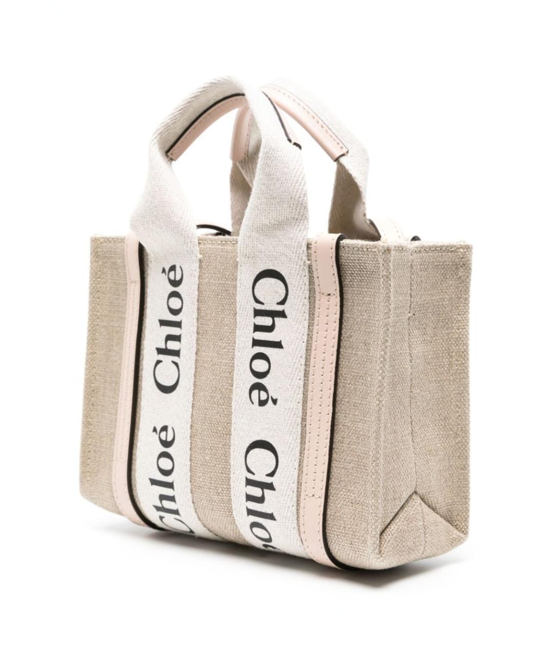 CHLOE Бежевая льняная сумка тоут, фото 2