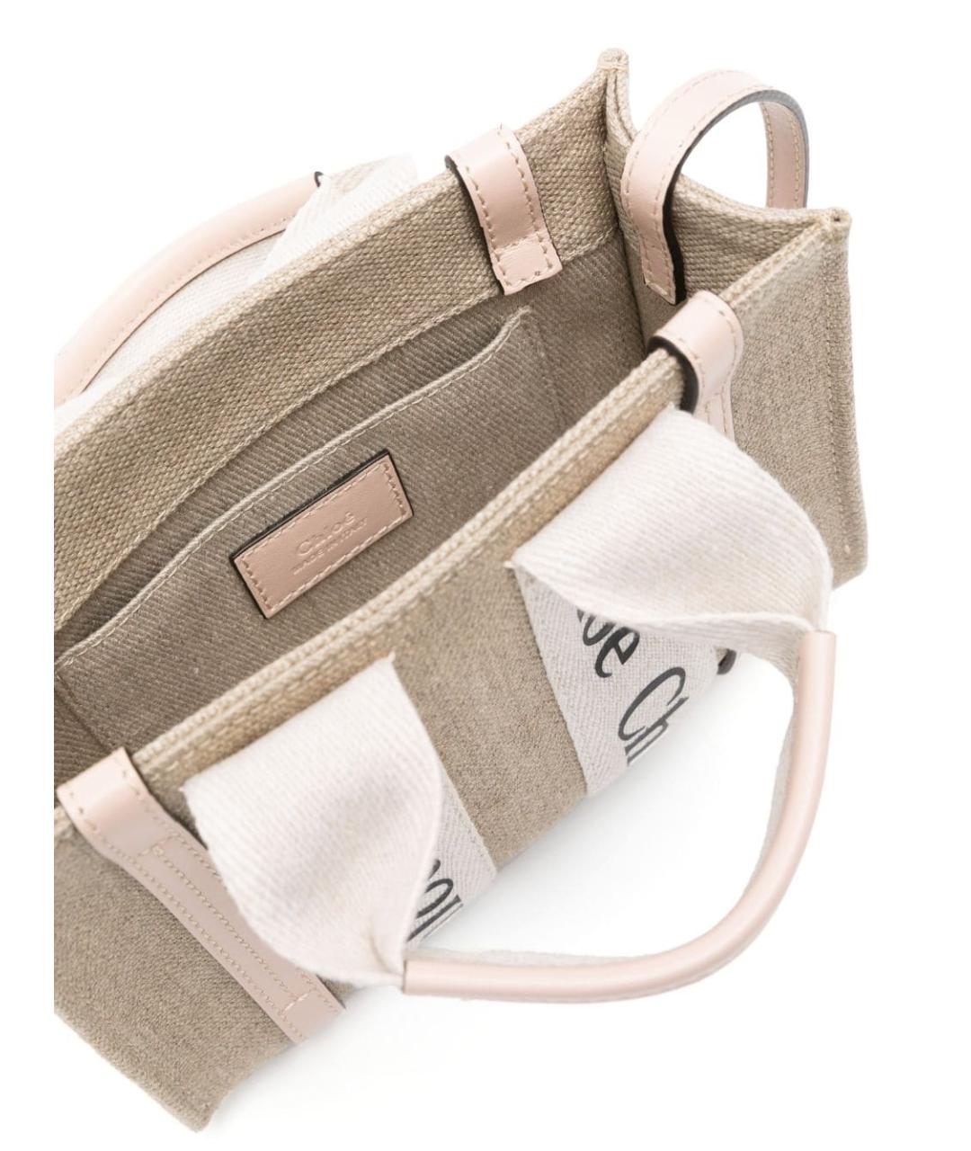 CHLOE Бежевая льняная сумка тоут, фото 5