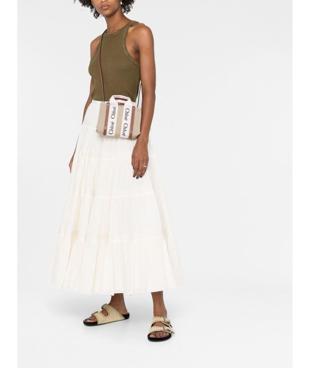 CHLOE Бежевая тканевая сумка тоут, фото 5