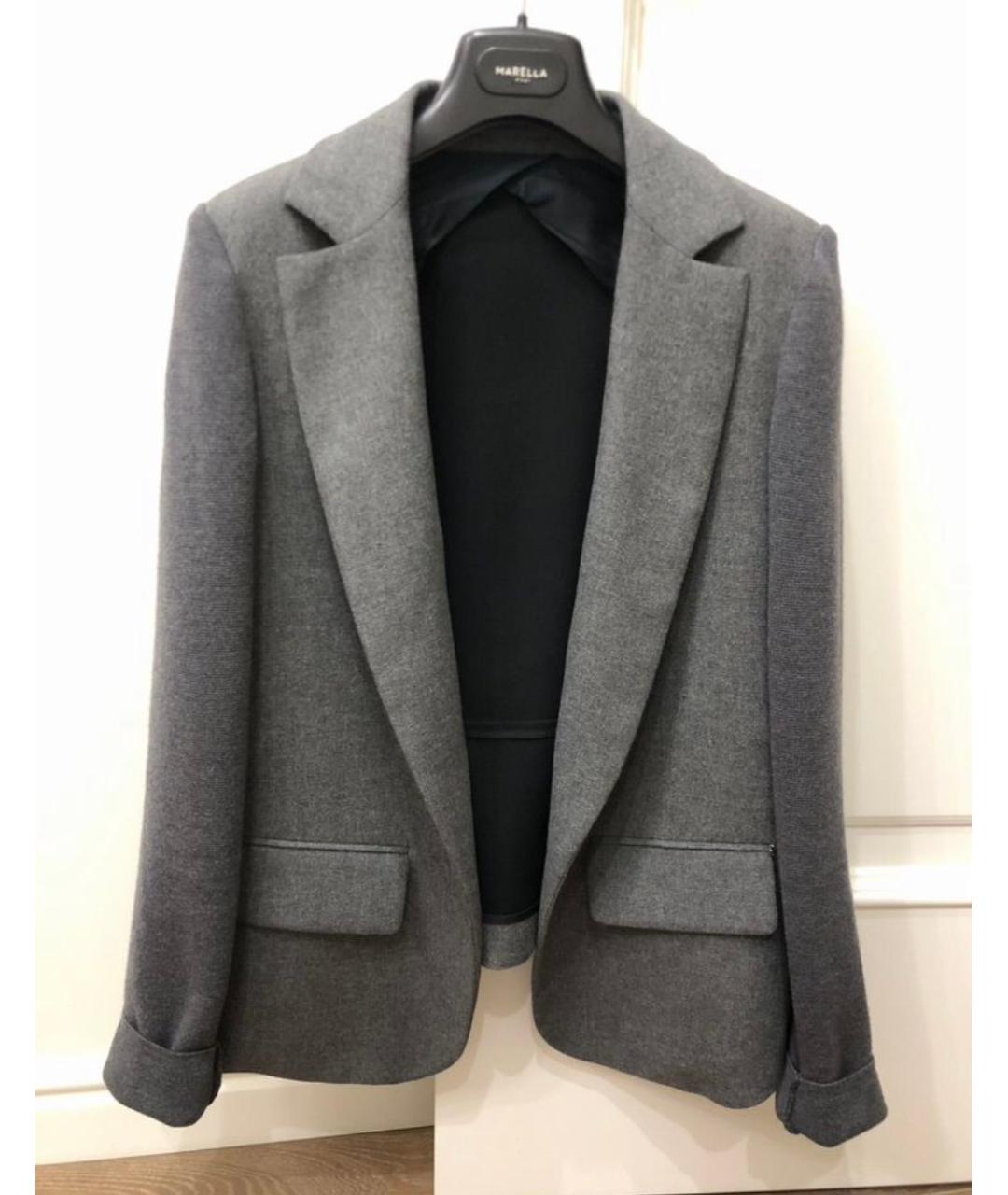 SPORT MAX CODE Серый шерстяной жакет/пиджак, фото 9