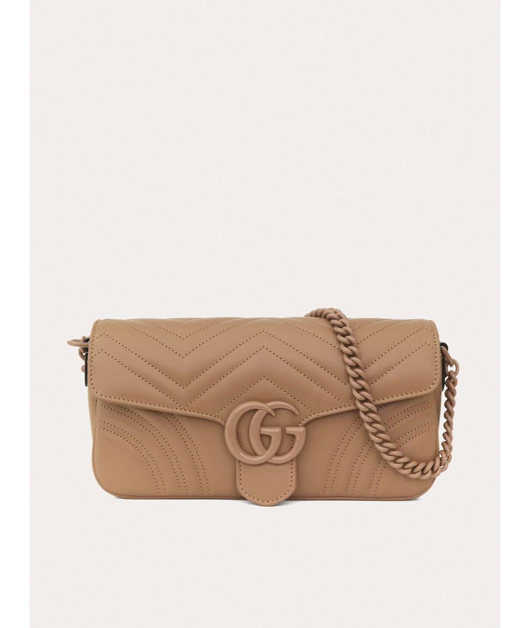 GUCCI Бежевая кожаная сумка через плечо, фото 9