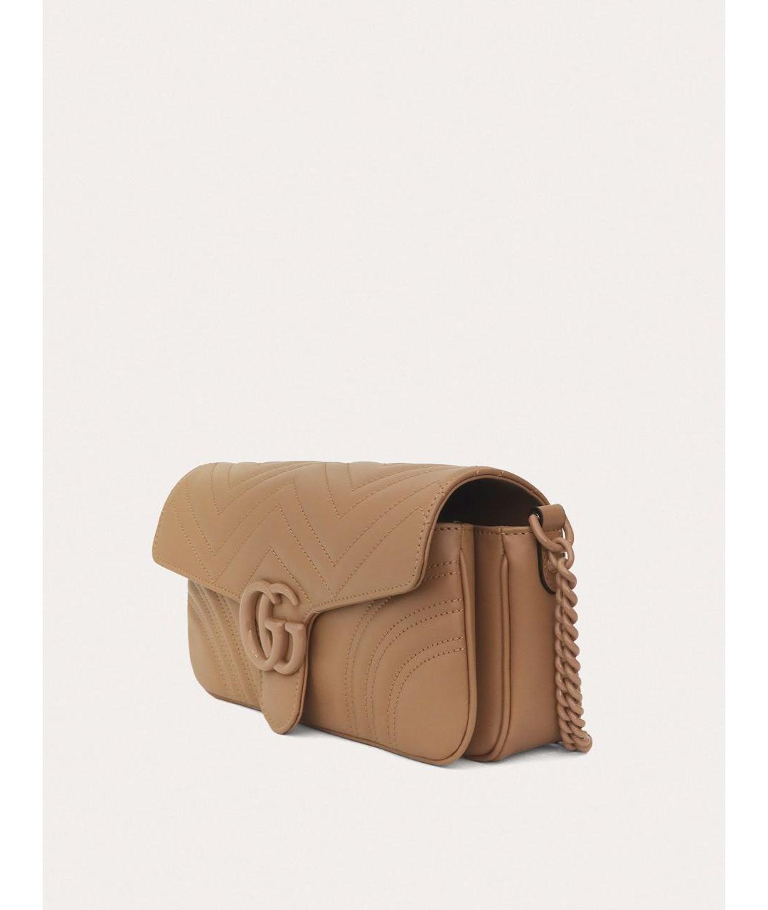GUCCI Бежевая кожаная сумка через плечо, фото 5