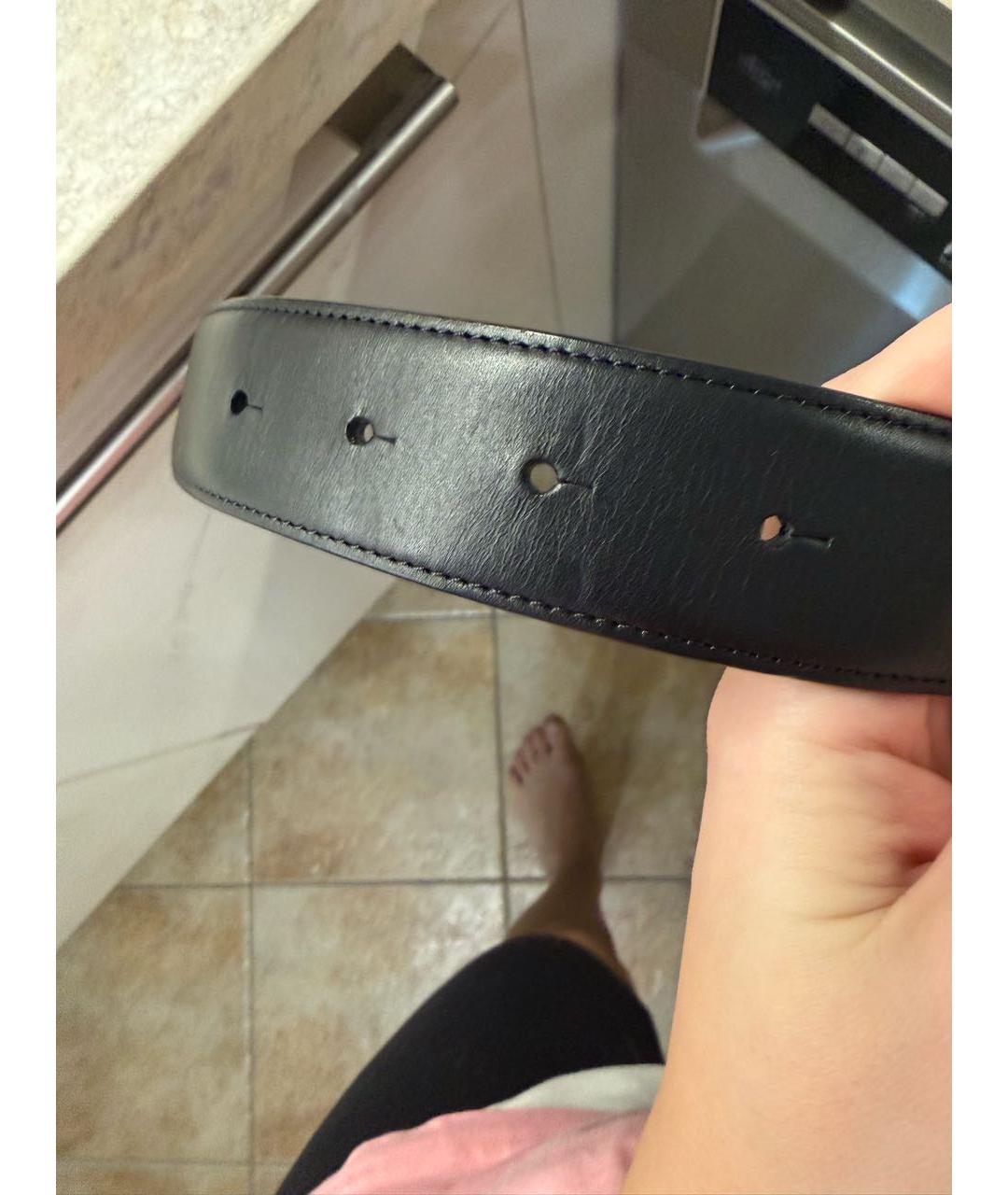 BURBERRY Черный кожаный ремень, фото 5