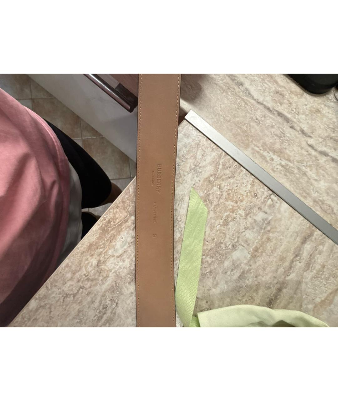 BURBERRY Черный кожаный ремень, фото 3