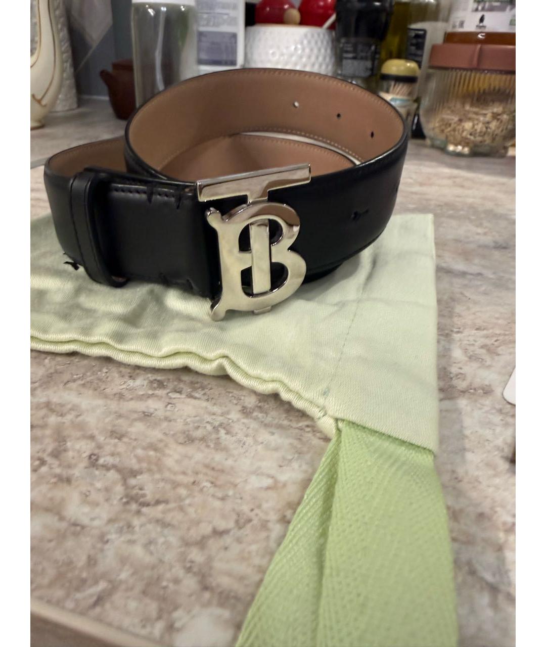 BURBERRY Черный кожаный ремень, фото 6
