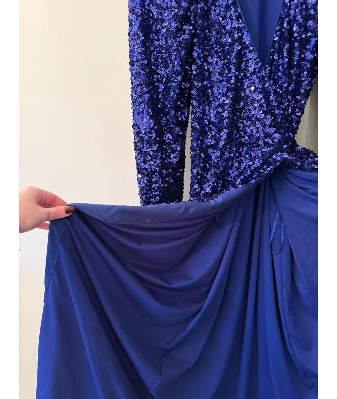 ROTATE Синее полиэстеровое вечернее платье, фото 4
