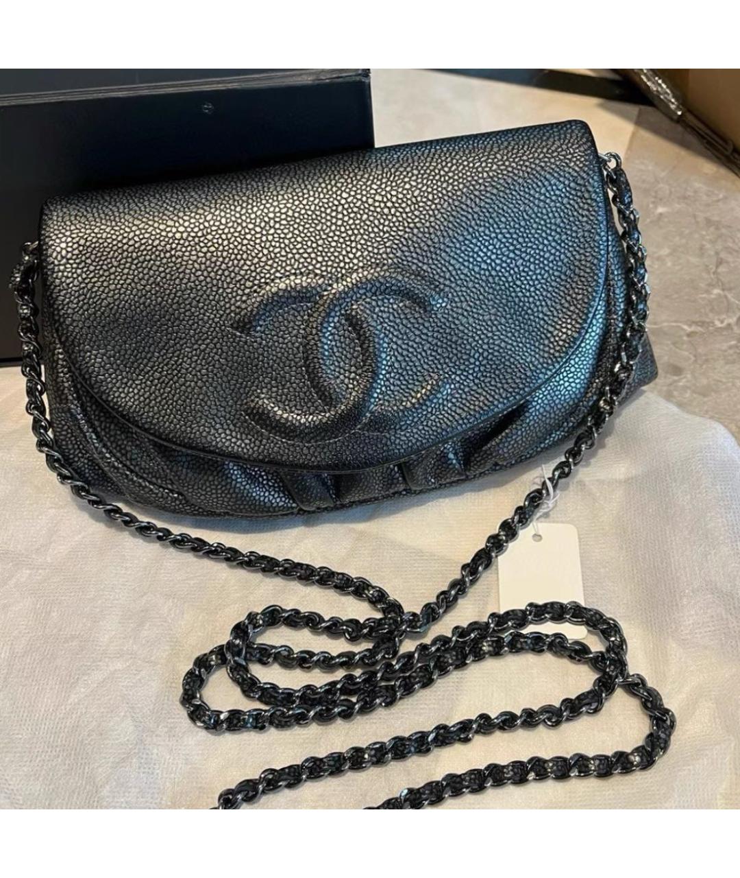 CHANEL Черная кожаная сумка через плечо, фото 2