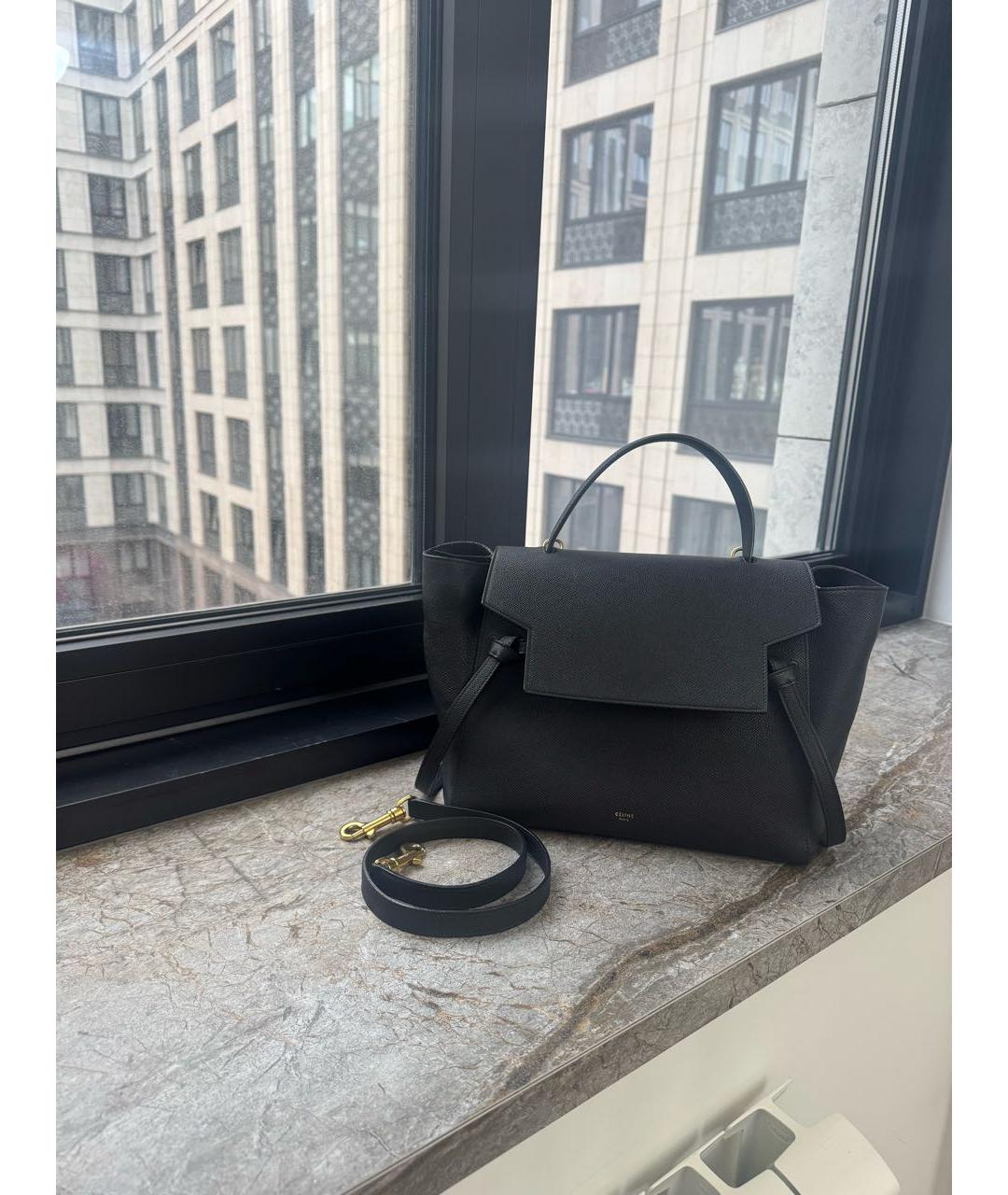 CELINE Черная кожаная сумка с короткими ручками, фото 7