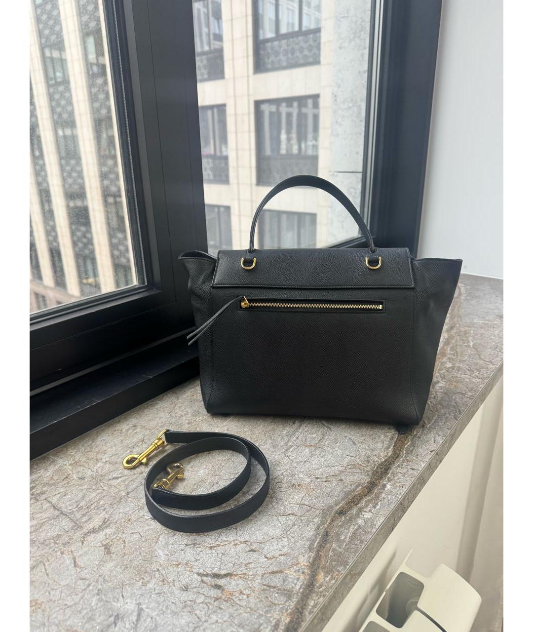 CELINE Черная кожаная сумка с короткими ручками, фото 3