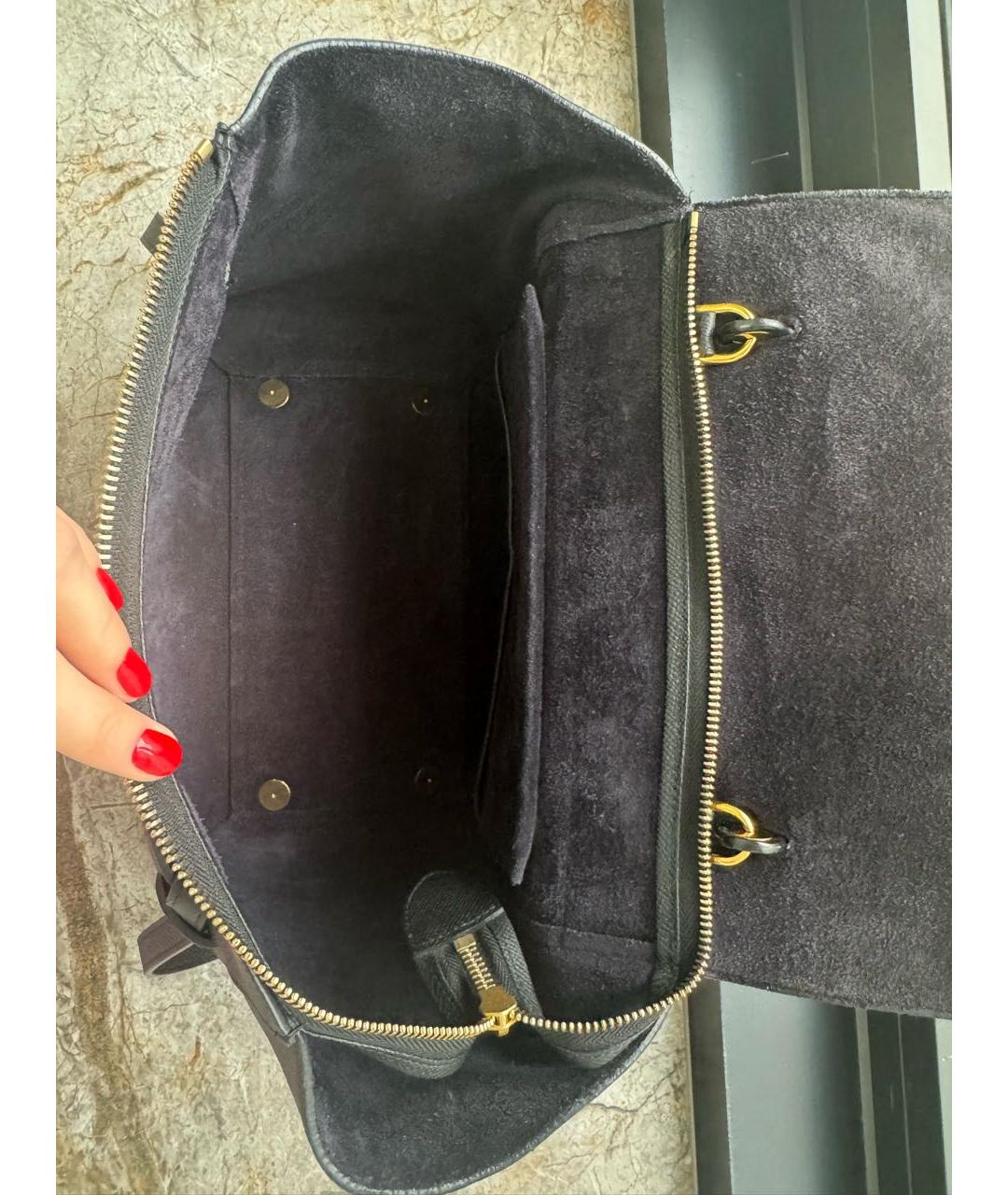 CELINE Черная кожаная сумка с короткими ручками, фото 4