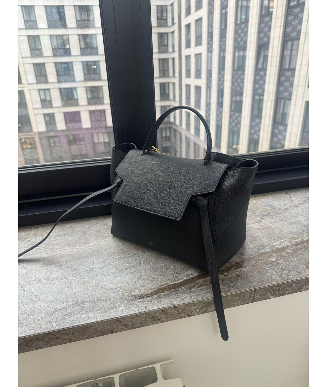 CELINE Черная кожаная сумка с короткими ручками, фото 2