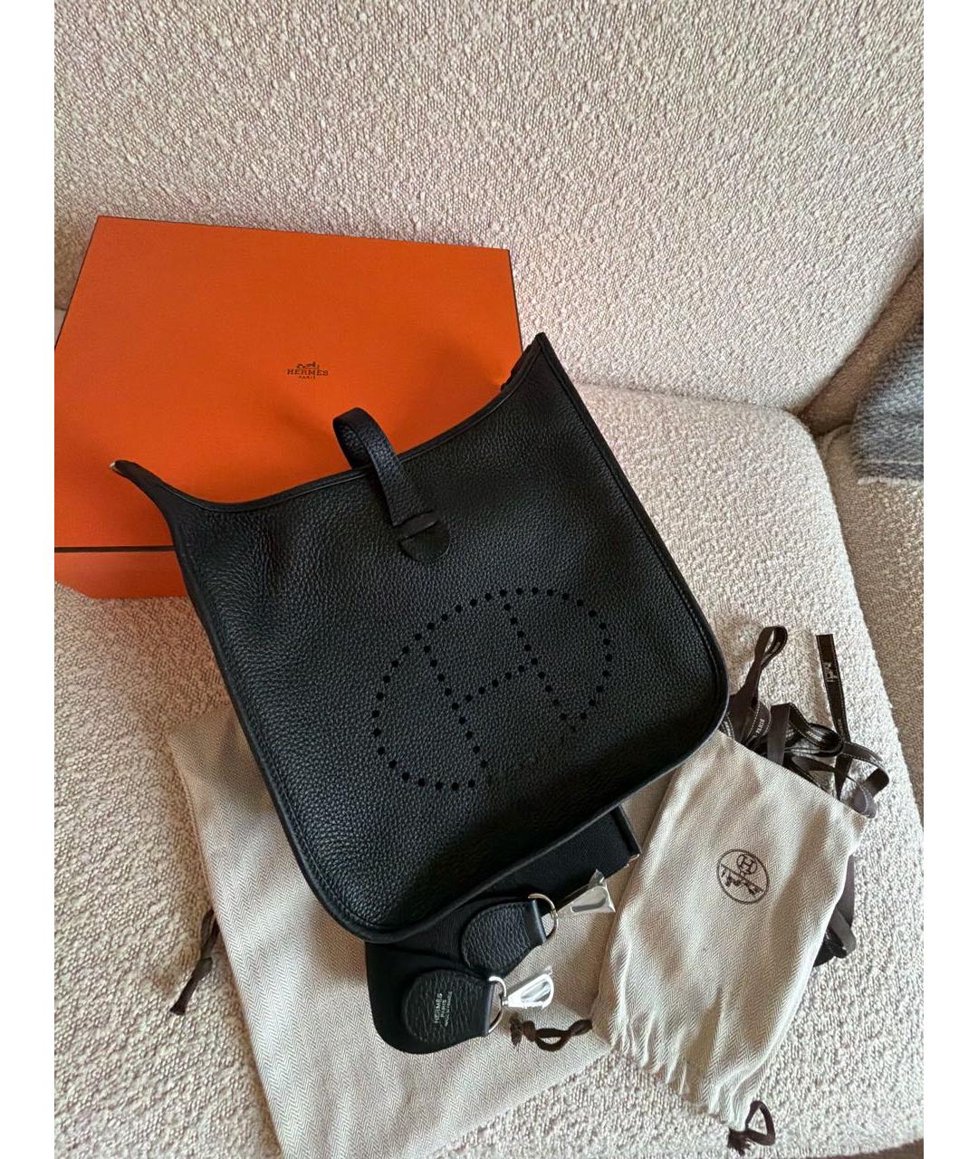 HERMES Черная кожаная сумка через плечо, фото 4