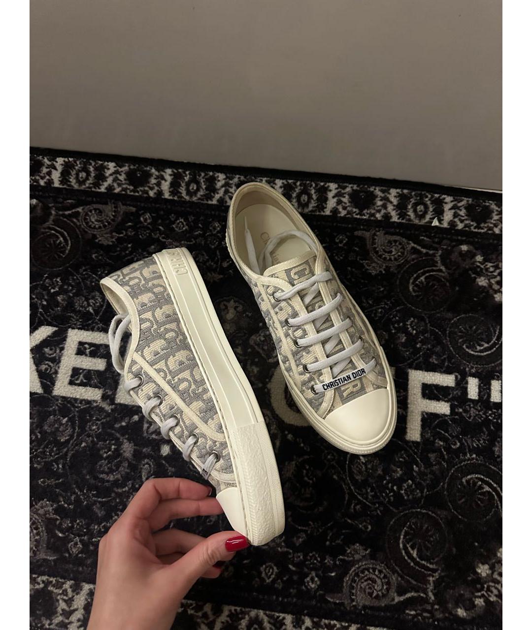 CHRISTIAN DIOR Серые текстильные кеды, фото 3