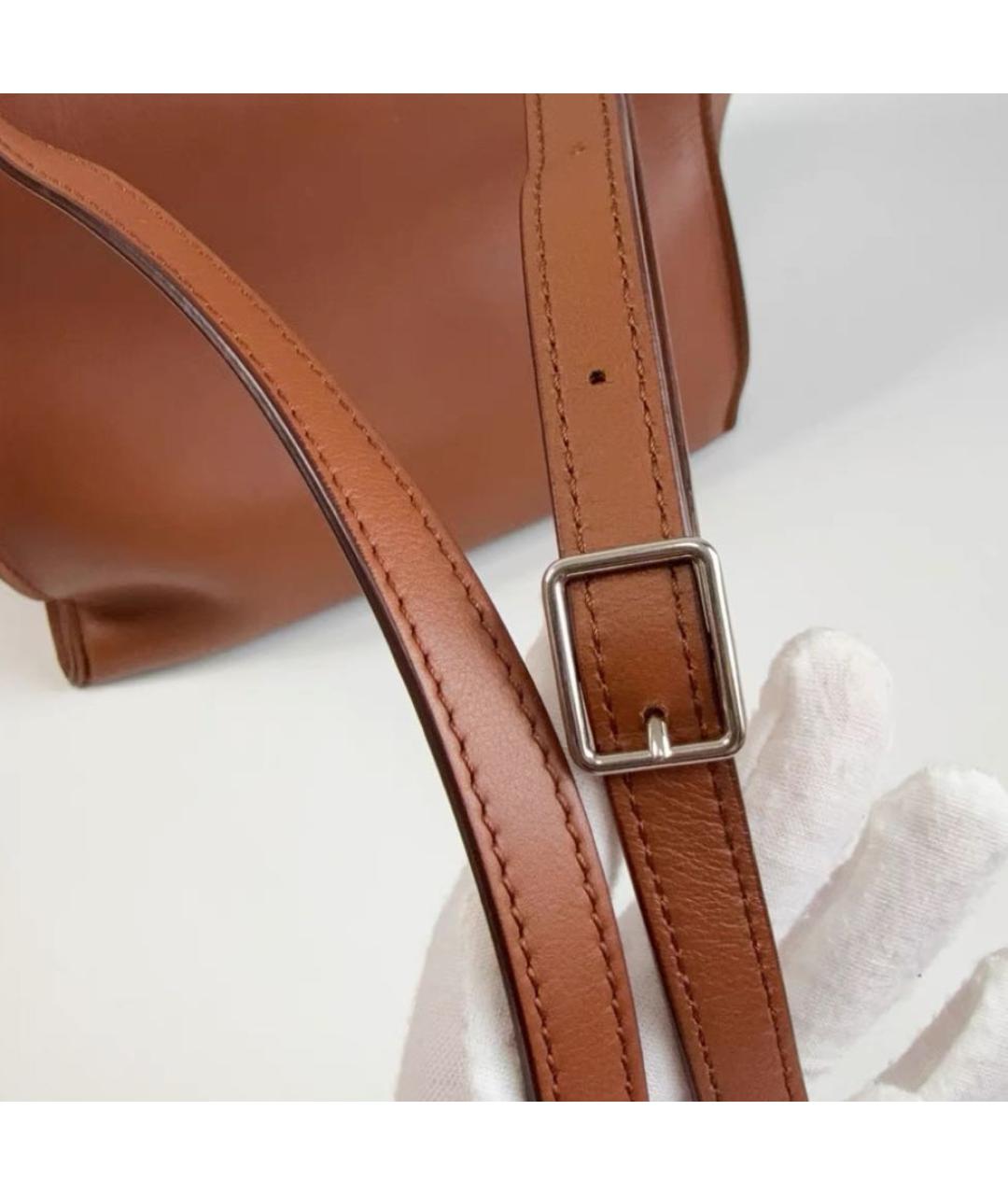 CELINE Коричневая кожаная сумка через плечо, фото 4