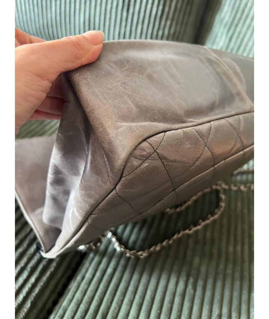 CHANEL Серая кожаная сумка через плечо, фото 7