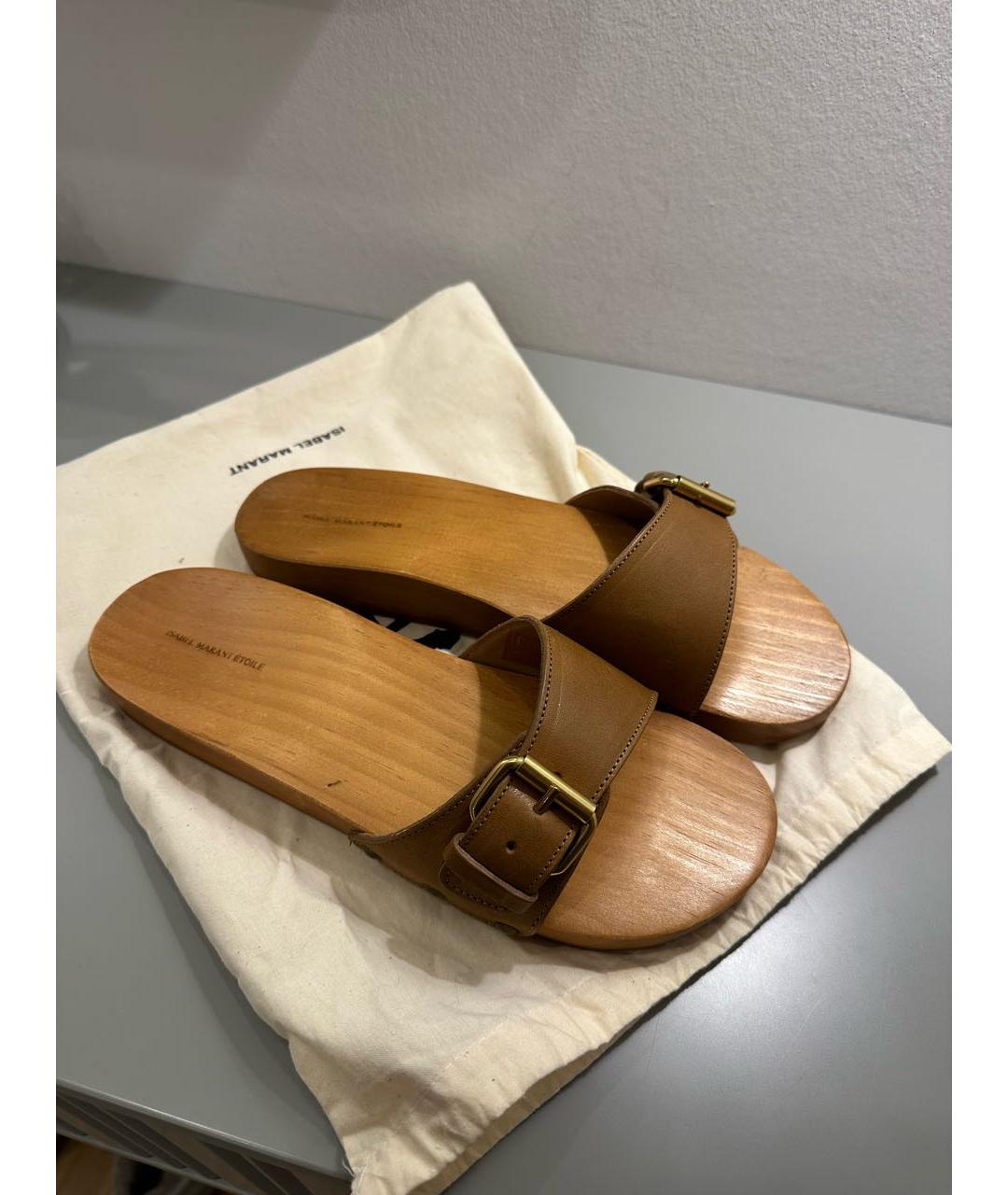 ISABEL MARANT ETOILE Коричневые кожаные сабо, фото 7