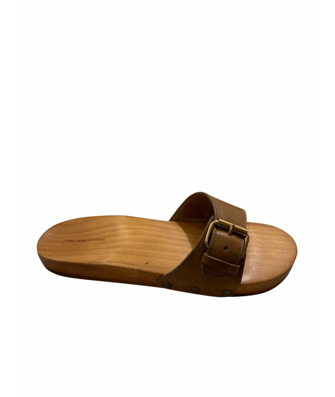 ISABEL MARANT ETOILE Коричневые кожаные сабо, фото 1