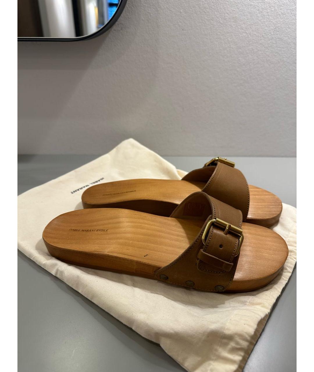 ISABEL MARANT ETOILE Коричневые кожаные сабо, фото 2
