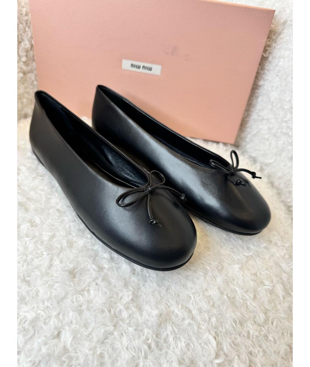 MIU MIU Черные кожаные балетки, фото 5