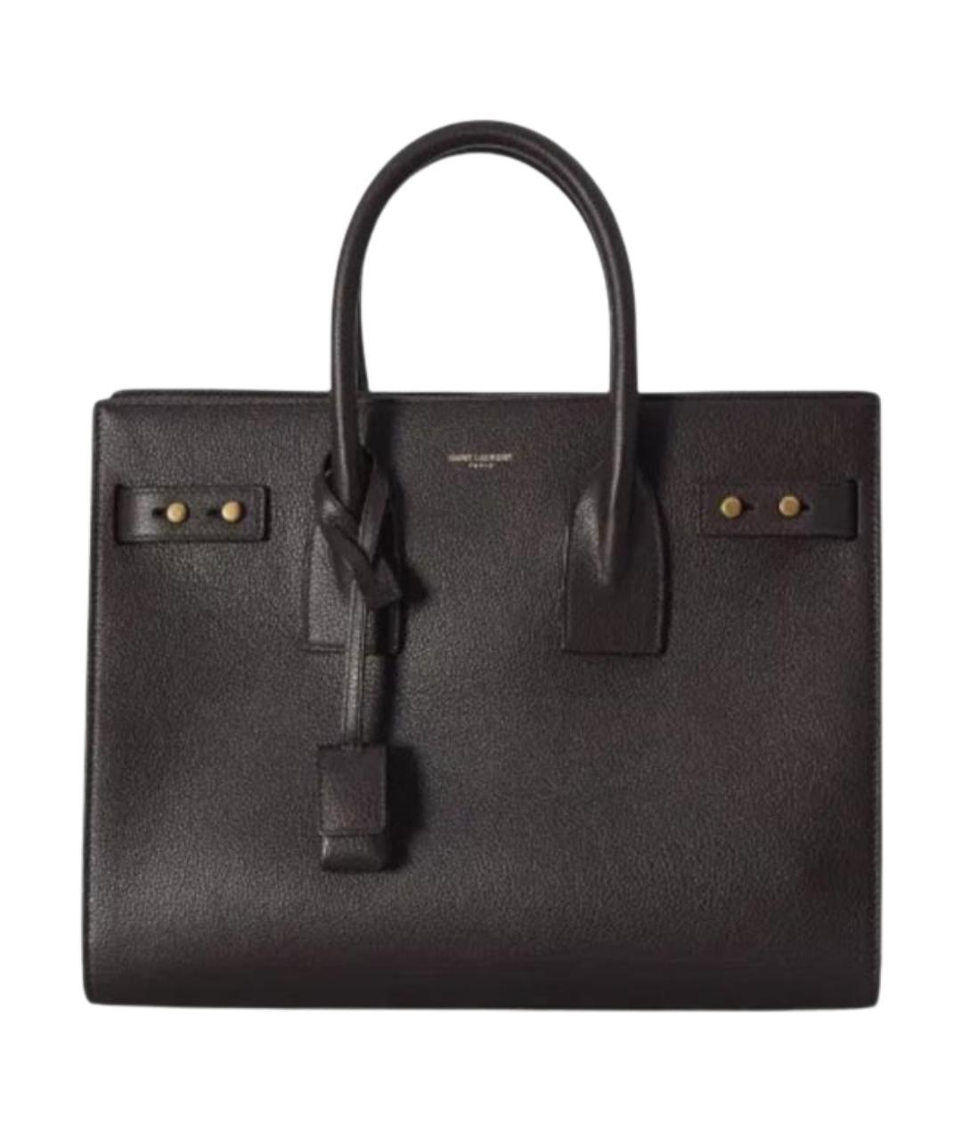 SAINT LAURENT Черная кожаная сумка тоут, фото 1