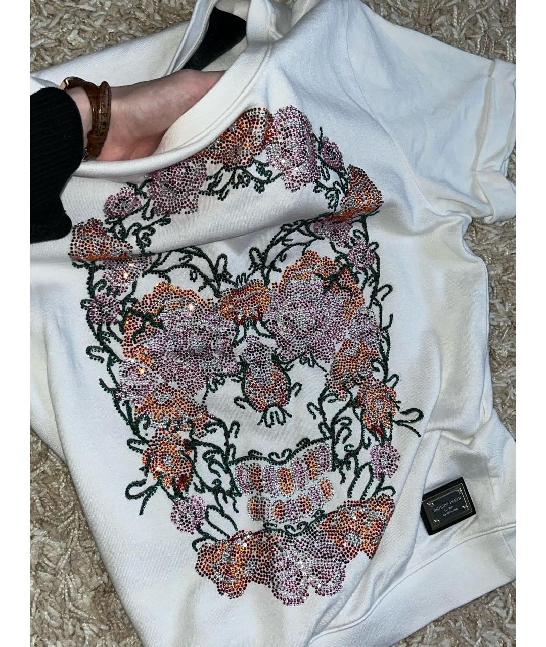 PHILIPP PLEIN Белая хлопковая футболка, фото 2