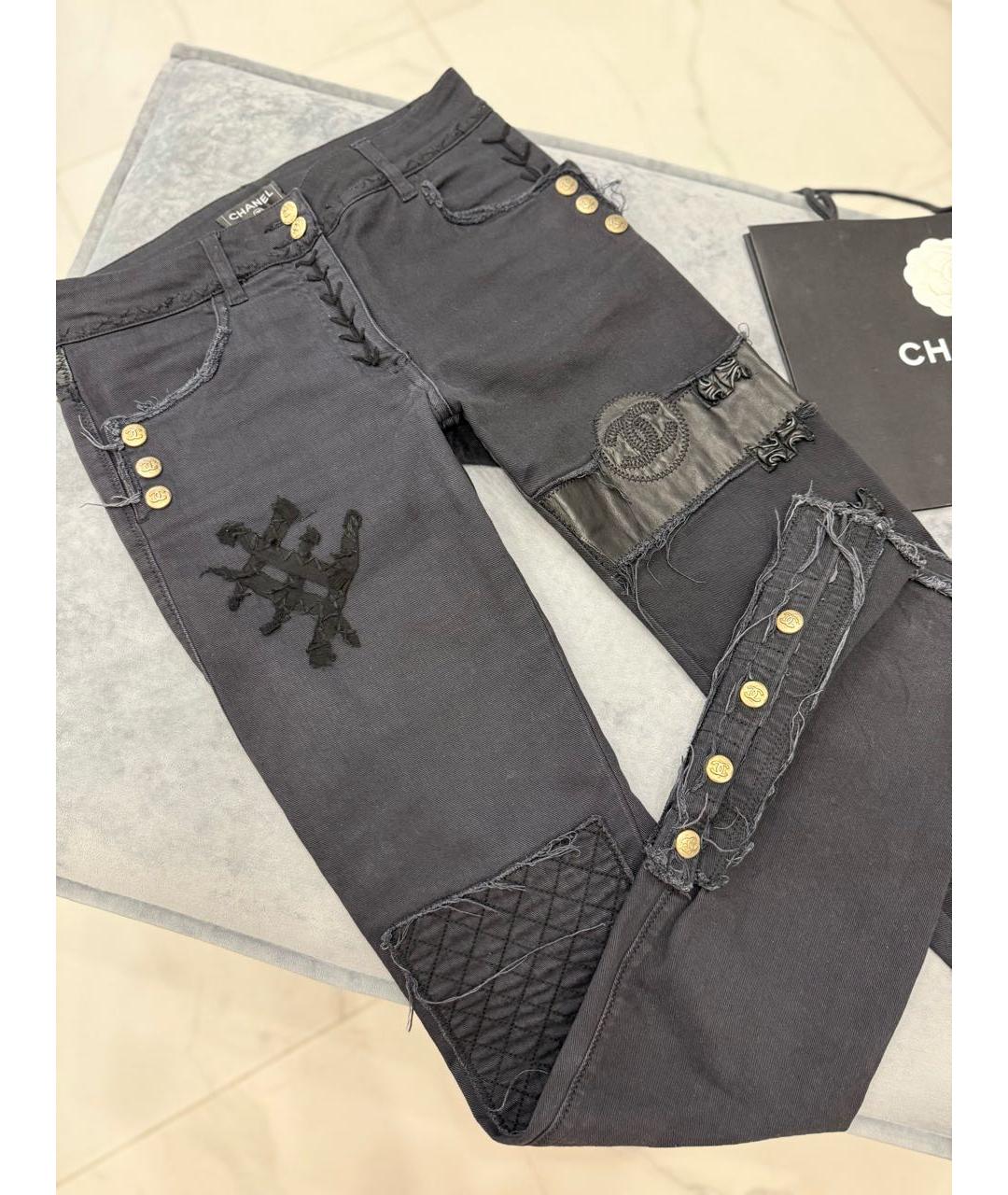 CHANEL Черные хлопко-эластановые джинсы слим, фото 4